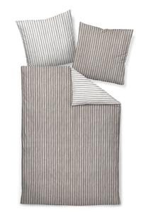 Постельное белье из фланели, 135x200 см, коричневые полосы Janine, коричневый