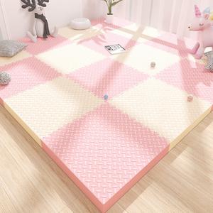 Budis Ковер 60х60 см из пеноматериала, детский игровой мат для ползания, антиударный, звукоизоляционный, для дома, белый + розовый, 10 шт
