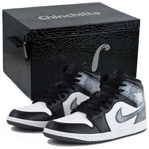 Jordan Кроссовки баскетбольные Air 1 Mid Top Vintage унисекс черно-белые в подарочной коробке 10 размера, цвет Black White-Gift Box 10