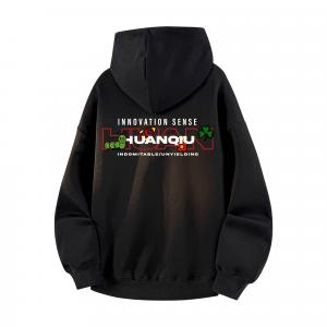 Толстовка Unisex Hooded Thickened Heavyweight HUANQIU, черный (hat drawstring fleece-lined)