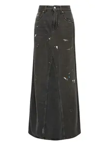 Джинсовая юбка с эффектом разбрызганной краски MM6 Maison Margiela, черный