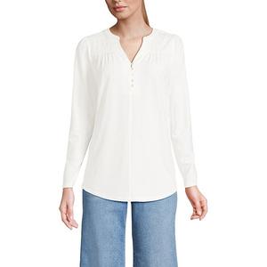 Туника с длинным рукавом и V-образным вырезом Petite Lands' End, Ivory