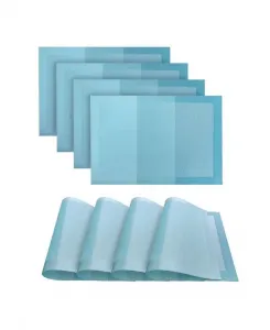 Набор из 4 двусторонних прямоугольных салфеток Moderna Woven Textilene Crossweave With Gradient Stripes размером 33 см x 48 см Dainty Home, синий