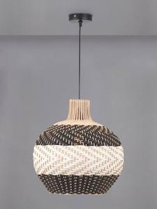 Потолочный светильник Rowan из плетеного ротанга в полоску Pacific, Black