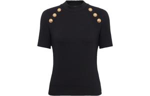 Футболка-поло с 6 пуговицами BALMAIN, черный