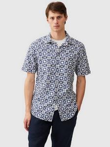 Футболка Palliser Bay с гео-принтом из льняной смеси Regular Fit с короткими рукавами Rodd & Gunn, Indigo