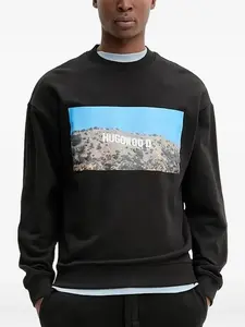 Толстовка с графическим принтом под дерево HUGO, черный