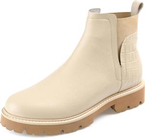 Женские ботинки Journee Collection Signature Bristol Chelsea из натуральной кожи с эластичной вставкой, подошвой с протектором и мягкой подкладкой, Beige