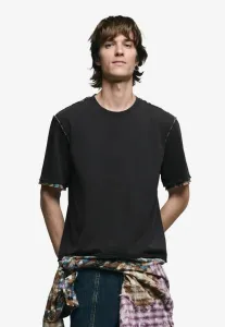 Футболка с коротким рукавом и декоративными швами, с принтом. Desigual, Gray