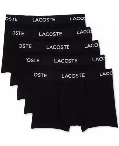 Мужские 5пк. Нижнее белье на плавках с эластичным ремешком и логотипом стандартной посадки Lacoste, черный