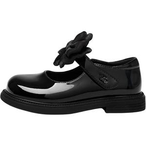 Teenmix Коллекция Princess Shoe устойчивые к истиранию низкие детские кожаные туфли Black Kids'