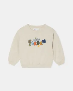 Свитшот с круглым вырезом с текстом на махровой вышивке для девочки Kids El Corte Inglés, коричневый