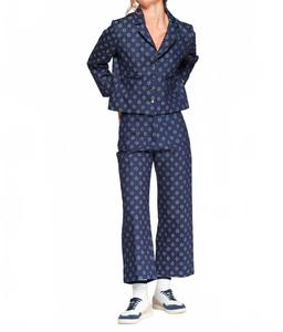 Брюки прямого кроя с высокой талией темно-синего цвета Vilagallo, темно-синий