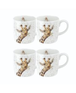 Набор из 4 кружек Royal Worcester Wrendale Lofty Giraffe Wrendale Designs, белый