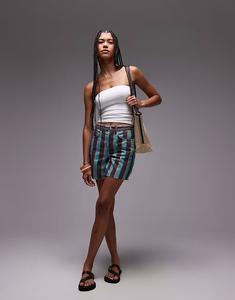 Прямые шорты Topshop в полоску черного и синего цвета