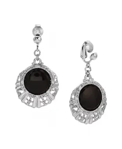 Стеклянные круглые филигранные серьги-клипсы 2028, black