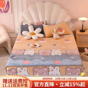 Boyang Простыня на резинке 120х200 см, зимний молочный вельвет, утепленная, дизайн Strawberry Rabbit