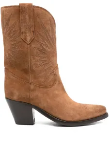 Сапоги с вышивкой Golden Goose, коричневый