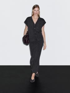 Двусторонняя юбка миди Massimo Dutti, антрацитово-серый