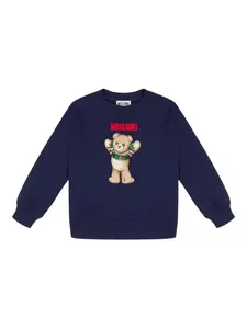 Толстовка с принтом Тедди Moschino Kids, синий