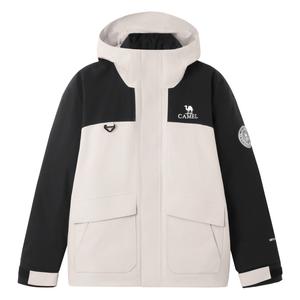 Цветной блочный пэчворк Ветрозащитная и влагонепроницаемая куртка с 3D эффектом резиновой аппликации 3 в 1 Унисекс CAMEL, Фантом Блэк-Оук Грей