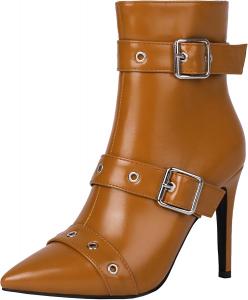 Женские ботильоны на шпильке с острым носком и молнией XIEPP, Yellow