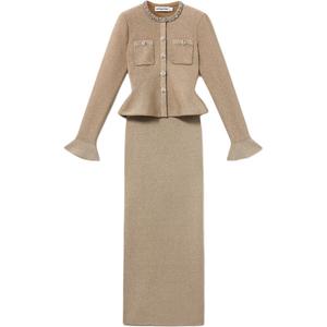 Платье Self Portrait с длинными рукавами Self-portrait, золото