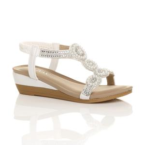 Сандалии на средней танкетке с ромбовидной пяткой и танкеткой AJVANI, белый