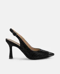 Женские туфли на шпильке, украшенные стразами с металлическими деталями Alma en Pena, черный