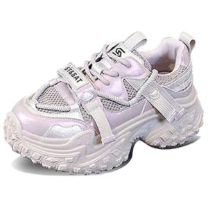 ST&SAT Дышащие массивные кроссовки женские низкие серебристые, цвет Silver