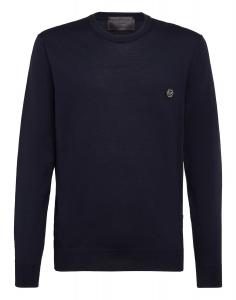 Пуловер с круглым вырезом LS Iconic Plein Philipp Plein, темно-синий