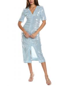 GANNI Платье миди с легкими пайетками, синий