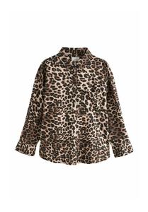 Блуза Next Button-down blouse, Animal/Brown
