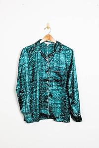 Женский атласный пижамный комплект в изумрудную клетку Fletch, цвет emerald plaid