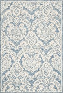 Ковер SAFAVIEH, 61 x 92 см, Blossom Collection, Blue & Ivory, ручной работы из шерсти, идеален для помещений с высокой проходимостью: прихожая, гостиная, спальня (BLM106M)