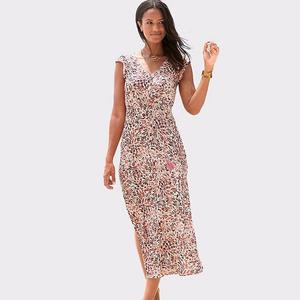 Женское макси-платье с боковым разрезом Lascana, Rose And Cream