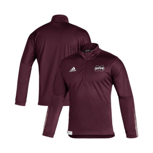 Мужская темно-бордовая куртка Mississippi State Bulldogs 2021 Sideline Prime синяя с молнией на четверть adidas, красный