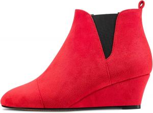 Женские ботильоны Castamere с массивным каблуком, средней высоты, круглым носком, на щиколотке, короткие, без застежки, классические для платья, вечеринки и офиса, каблук 2,0 дюйма, Red A