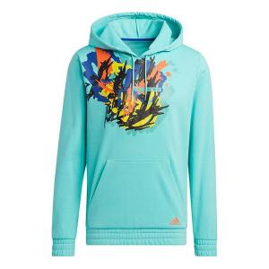 Толстовка adidas Hdn Lnch Bb H hooded Loose Printing Basketball Casual Sports Pullover Green, зеленый
