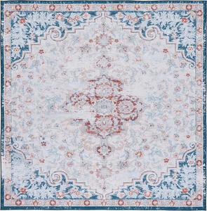 Ковер SAFAVIEH, 244 x 244 см,  моющийся, коллекция Tucson, цвет beige и rust, противоскользящий, идеален для помещений с высокой проходимостью: гостиная, спальня, домашний офис, столовая