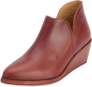 Женские модные ботильоны YDN с закрытым носком, V-образным вырезом, на низком клиновидном каблуке, без застежки, короткие, для формального делового стиля, размеры 4-16 US, Reddish Brown