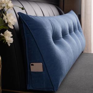 Треугольная подушка для изголовья кровати, клиновидная подушка для дивана-кровати, съемная подушка для спины с застежкой-молнией (Цвет: синий, Размер: 100x50x20 см/39x20x8 дюймов) COZMAX, Blue1