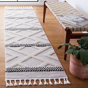 Ковер-дорожка SAFAVIEH, 67 x 244 см, Marrakech Collection, Grey & Ivory, марокканский богемный племенной деревенский дизайн, не линяет и прост в уходе, идеален для помещений с высокой проходимостью в гостиной, спальне (MRK564F)