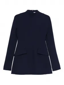 Мини-платье с высоким воротом и накладными карманами Sportmax, синий