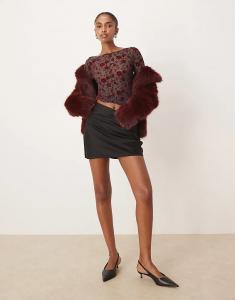 Glamorous мини-юбка косого кроя из черного атласа