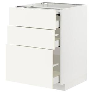 Выдвижная рабочая поверхность/3 ящика METOD/MAXIMERA IKEA, 60x60x80 см, цвет white/vallstena white