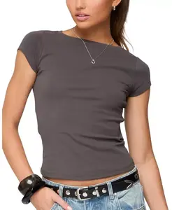 Футболка Oliana с ребристым вырезом-лодочкой Edikted, серый