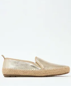 Эспадрильи EMU Australia из резины, кожи и металла, кожаные слипоны.