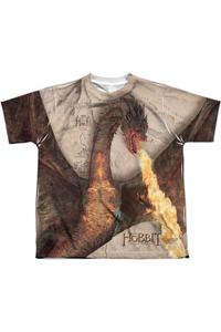 Футболка с коротким рукавом для детей "Атака Смауга" из полиэстера Gildan, белый