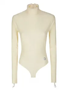 Боди с длинными рукавами и высоким воротником Coperni, желтый